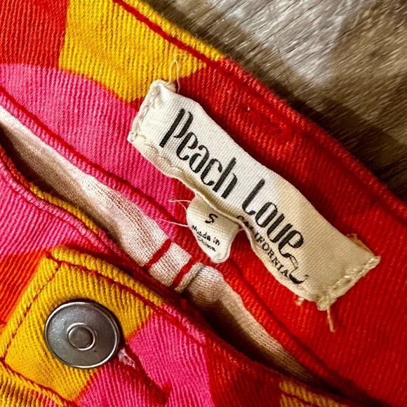 SOLD Peach Love California Color floral Flare Bell Bottom Jeans Small - Picture 3 of 6